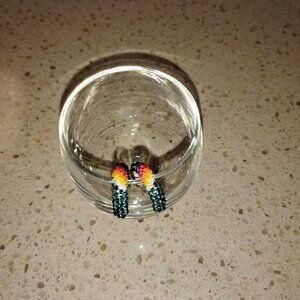 Sterling base, beeded studs, native american